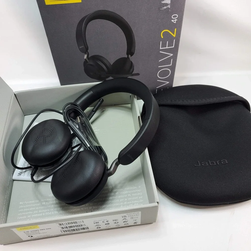 Jabra Evolve2 40 Wired UC Stereo Headset Black USB-A Noise-Isolating Headset